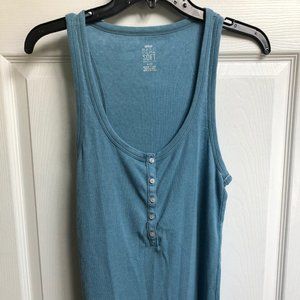 Aerie Real Soft Button Tank Blue Size XL